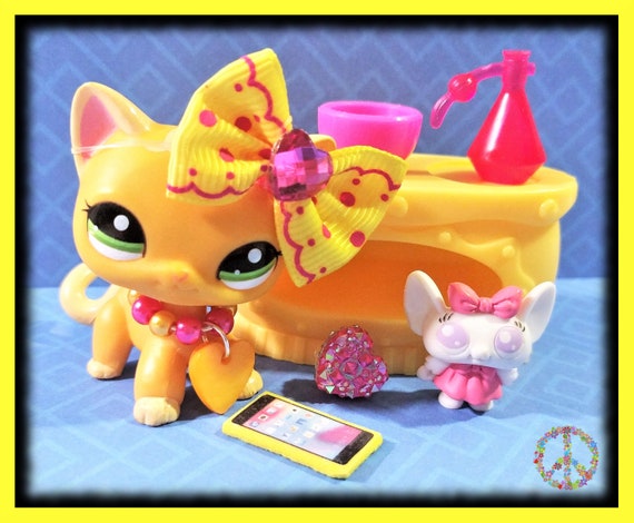 Littlest Pet Shop LPS Toys #1120 Orange Short Hair Cat Green Eyes Children Gifts 
