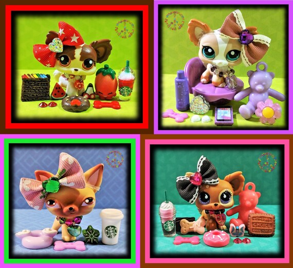 9 Lot Pet Shop LPS Collie Set With Accessories Lot Rare Collectable Toy  Figures