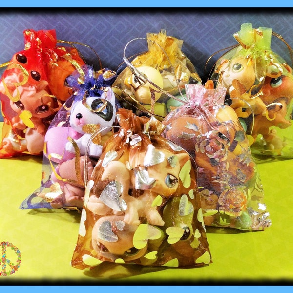 Littlest Pet Shop Vintage LPS 6 Autentiska Husdjur ~ Blind Grab Bag Lot med 1 Hund eller Katt ~ BRA SKICK ~ Fåglar Grisar Björnar Hästar etc. + Presentpåse