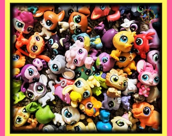 Littlest Pet Shop ~ 5 Pets ~ Original Authentic Mini 1"-1.5" Baby LPS Babies ~ Blind Grab Bag Lot w/ 1 Dog or Cat GREAT CONDITION +Gift Bag!
