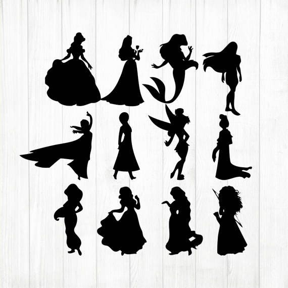 INSTANT DOWNLOAD Disney Princess Silhouette Disney Princess | Etsy