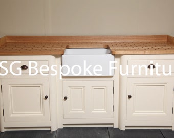 Hand Made Free Standing Sink Unit with Belfast Sink painted in F&B New White