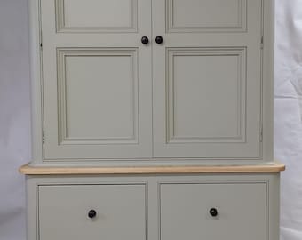 Hand Made Kitchen Larder Cupboard painted in Farrow & Ball French Grey