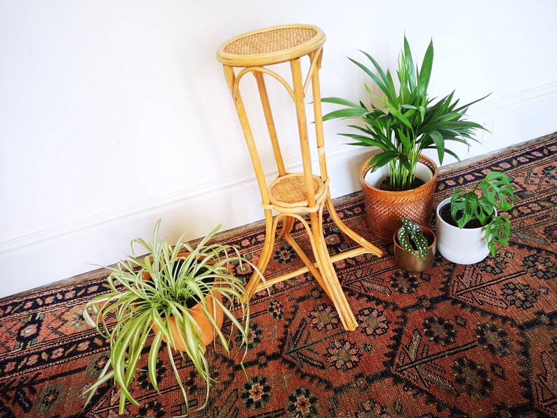 Vintage Rattan Bamboo Plant Stand Jardinière 2 Tier Shelves Etsy UK
