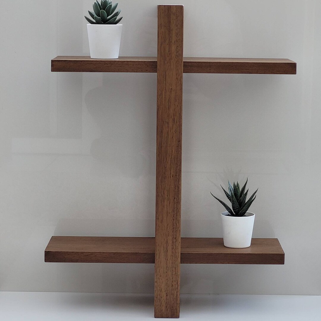 Floating Shelf Two Shelves Adjustable Shelf Wall Shelf Dark Etsy