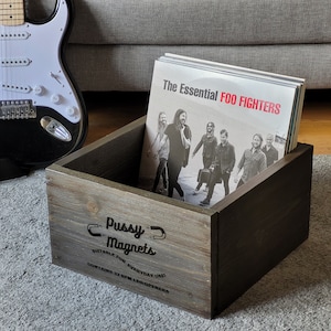 Wooden Record Storage Box | Rustic Record Crate | LP Collector Storage | Record Display and Organization | Novelty Vinyl Record Collection