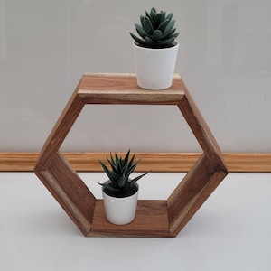 Hexagonal Shelf Display | Shadow Box Frame | Echo Dot Stand