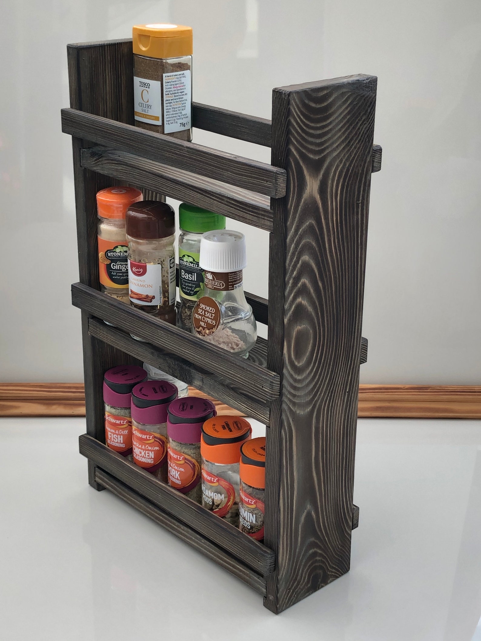 Large Modern Wooden Spice Rack Mini Shelves Kitchen Etsy