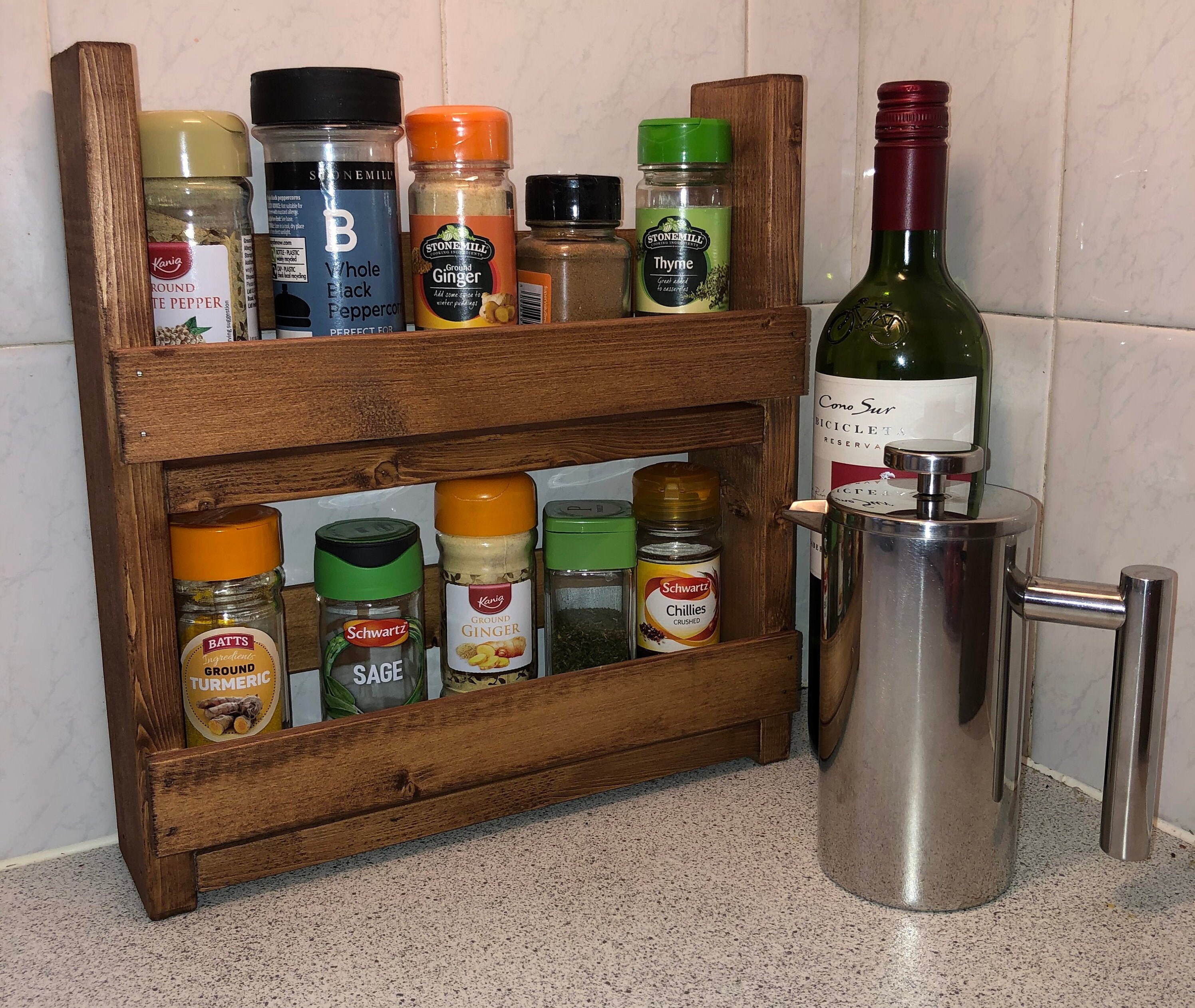 DIY Wood Countertop Spice Rack for the Kitchen