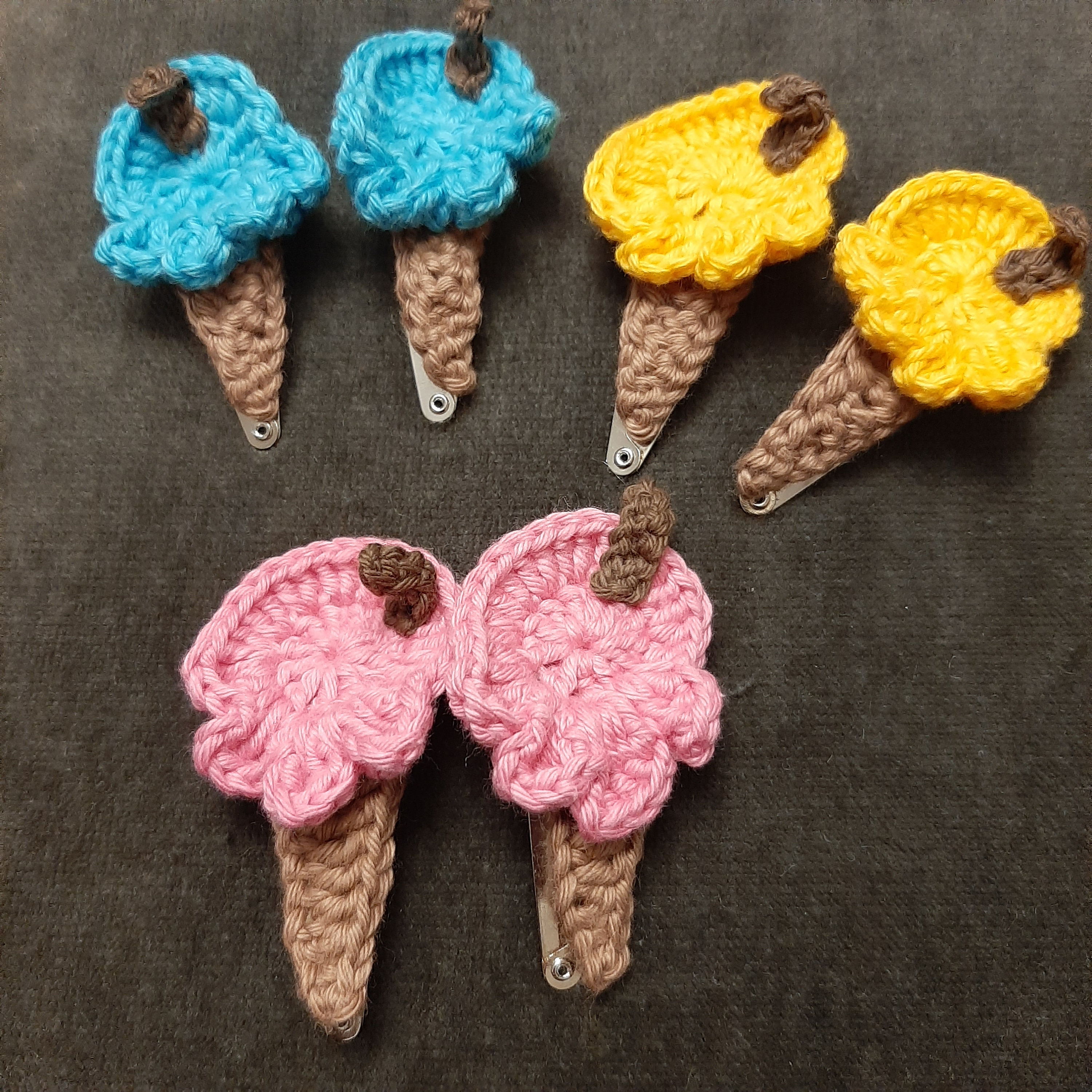 Pair of Handmade Ice Cream Hair Clips accessories party bag birthday