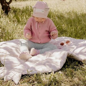 Linen play mat for newborns, babies and toddlers. Double side baby mat. Nursery playing rug. Baby shower, the birth gift. Newborn photo prop image 2