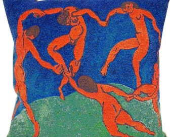 MATISSE La Danse The Dance, BELGIAN Belgium Jacquard WOVEN Hand Finished Tapestry Pillow Cushion Cover, Approx. 45cm, 18"