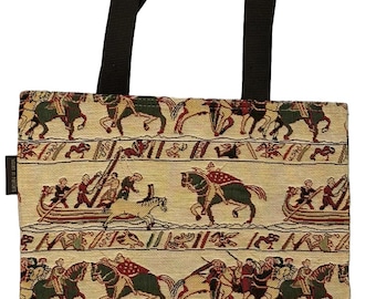 BELGIAN Jacquard Tapestry Woven Hand Finished Tote Shoulder Bag Handbag, BAYEUX SCENE V2, Fauve Fine Arts, 38cm x 34cm Excluding Handles