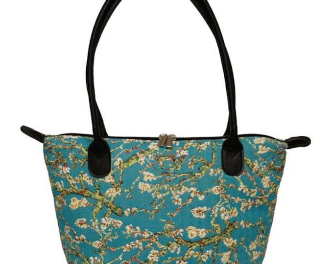 Amandier Almond Tree Van GOGH BELGIAN TAPESTRY Malta Style Hand Bag 36cm x 24cm Hand finished, fully lined, leather handles, zip closure