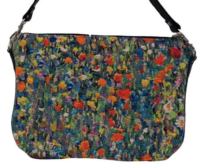 Art lovers BELGIAN TAPESTRY Hand Finished Gustav KLIMT Poppies Lined Clutch / Evening Bag 23CM X 16CM, detachable leather shoulder strap
