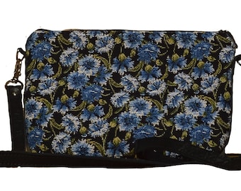 Bleuets Cornflowers BELGIAN TAPESTRY Hand Finished Fully Lined Clutch / Evening Bag 23CM X 16CM, detachable leather shoulder strap