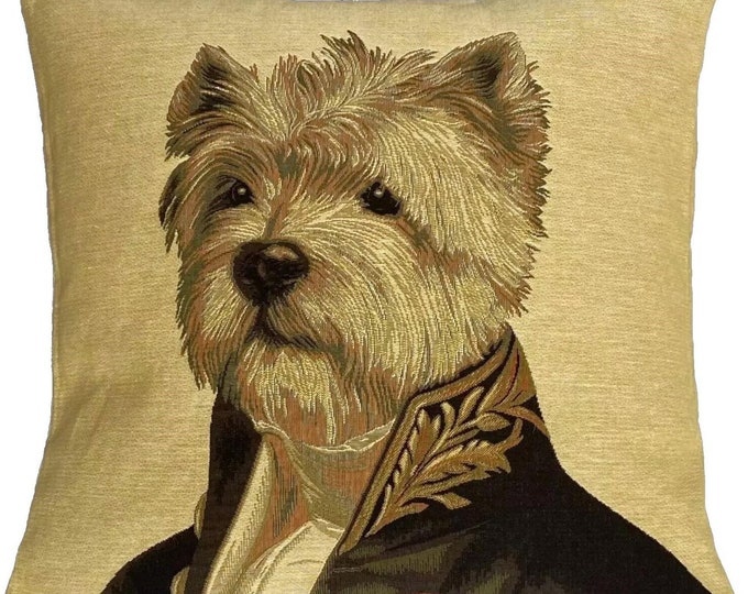 Ambassador Westy Aristodog by Thierry Poncelet, BELGIAN Jacquard WOVEN Hand Finished Tapestry Pillow Cushion Cover 46cm x 46cm 18" x 18" Zip