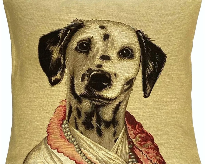 Countess Dalmation Aristodog by Thierry Poncelet, BELGIAN Jacquard WOVEN Hand Finished Tapestry Pillow Cushion Cover 46cm x 46cm 18" x 18"