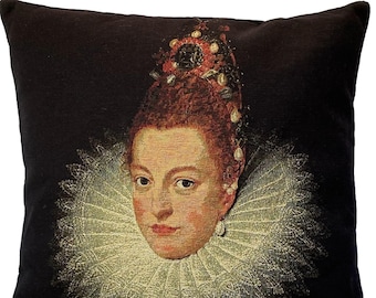 Archduke Isabella Clara Eugenia, BELGIAN Belgium Jacquard WOVEN Hand Finished Tapestry Pillow Cushion Cover, 46cm x 46cm 18" x 18"