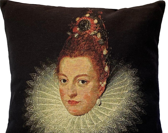 Archduke Isabella Clara Eugenia, BELGIAN Belgium Jacquard WOVEN Hand Finished Tapestry Pillow Cushion Cover, 46cm x 46cm 18" x 18"