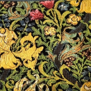 BELGIAN TAPESTRY Hand Finished Wm William MORRIS Golden Lily Fully Lined Clutch / Evening Bag 23CM X 16CM, detachable leather shoulder strap