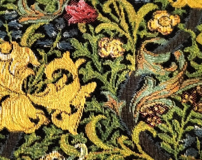BELGIAN TAPESTRY Hand Finished Wm William MORRIS Golden Lily Fully Lined Clutch / Evening Bag 23CM X 16CM, detachable leather shoulder strap
