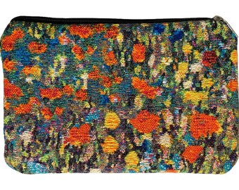 Klimt Field of Poppies Hand Finished BELGIAN TAPESTRY Purse Pouch Toiletry Cosmetics Bag 17cm x 11cm, fully lined with zip & pull