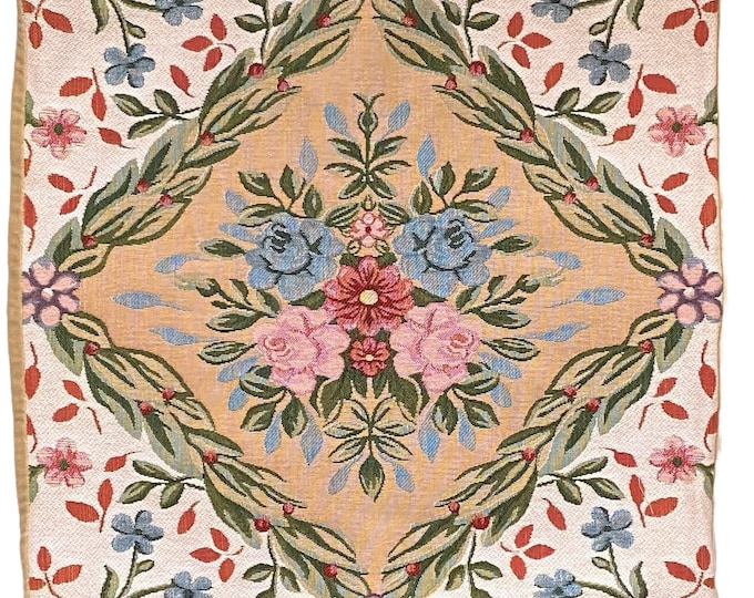 SAVONNERIE Floral BELGIAN Belgium Jacquard WOVEN Hand Finished Tapestry Pillow Cushion Cover, 46cm, 18"