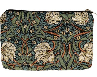 William Morris Pimpernel Hand Finished BELGIAN TAPESTRY Purse Pouch Toiletry Cosmetics Bag 17cm x 11cm, fully lined with zip & pull