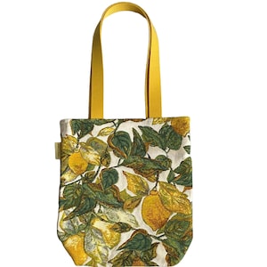 Lemon Tree Lemons BELGIAN Tapestry Woven Hand Finished Tote Shoulder Bag Handbag, Size 46cm x 46cm 18&quot; x 18&quot; (height 29&quot; 74cm with handle)