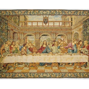 Leonardo Da VINCI&#39;s The Last Supper BELGIAN Belgium Jacquard WOVEN Hand Finished Fully Lined Tapestry Wall Hanging, 66cm x 46cm 26&quot; x 18&quot;