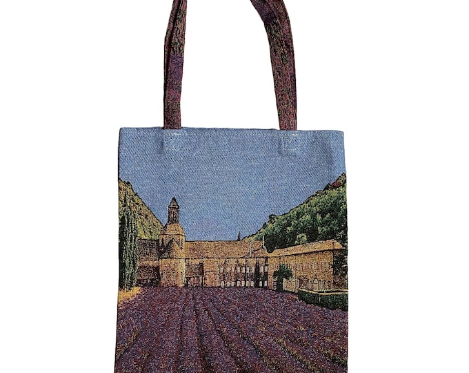 Lavender Fields in Provence II FRENCH TAPESTRY Woven Hand Finished Tote Shoulder Bag Handbag with Matching Tapestry Straps / Handles