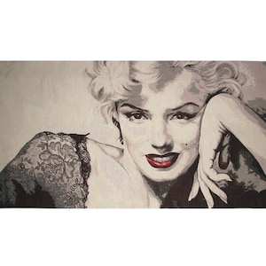 BELGIAN JACQUARD WOVEN Hand Finished 82cm x 40cm Tapestry Wall Hanging, Marilyn Monroe Portrait Famous Pose