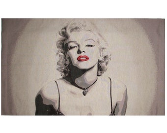 BELGIAN JACQUARD WOVEN Hand Finished 64cm x 40cm Tapestry Wall Hanging, Marilyn Monroe in Famous Pose