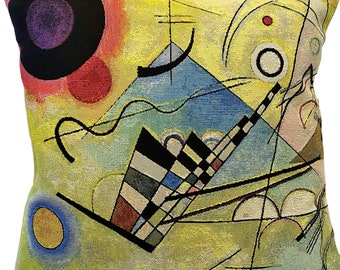 Wassily KANDINSKY Composition VIII A, BELGIAN Jacquard Woven Hand Finished Tapestry Pillow Cushion Cover, 46cm x 46cm, 18" x 18", with zip