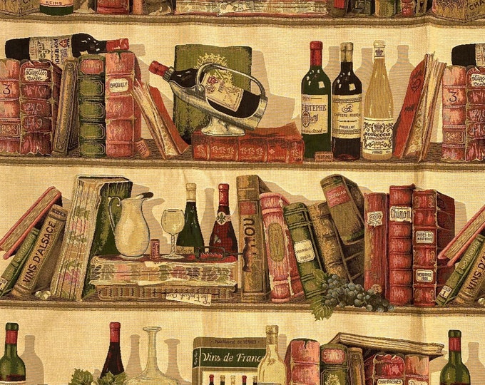 Bibliotheque Library & Wine Design BELGIAN jacquard woven tapestry wall hanging , fully lined with rod sleeve, 196cm X 144cm / 77" X 57"