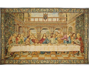 Leonardo Da VINCI's The Last Supper BELGIAN Belgium Jacquard WOVEN Hand Finished Lined Tapestry Wall Hanging, 109cm x 66cm, 43" x 26"