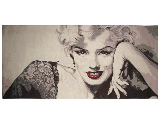 BELGIAN JACQUARD WOVEN Hand Finished 82cm x 40cm Tapestry Wall Hanging, Marilyn Monroe Portrait Famous Pose