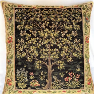 Tree of Life William MORRIS Design BELGIAN Belgium Jacquard WOVEN Hand Finished Tapestry Pillow Cushion Cover, 47cm x 47cm 18" x 18"