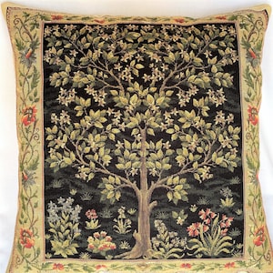 Tree of Life William MORRIS Design BELGIAN Belgium Jacquard WOVEN Hand Finished Tapestry Pillow Cushion Cover, 47cm x 47cm 18" x 18"