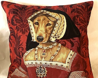 Claude de France LABRADOR Anthropomorphic Dog BELGIAN Jacquard WOVEN Tapisserie Finie à la Main Housse de coussin 46cm x 46cm 18 » x 18 »