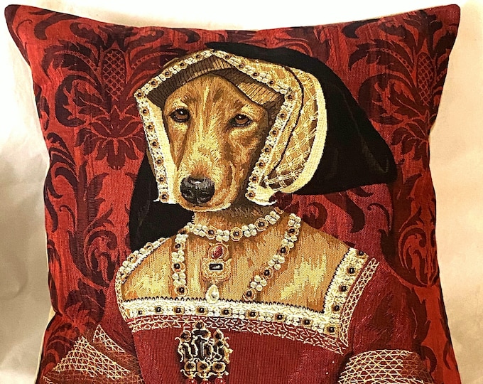 Claude of France LABRADOR Anthropomorphic Dog BELGIAN Jacquard WOVEN Hand Finished Tapestry Pillow Cushion Cover 46cm x 46cm 18" x 18"
