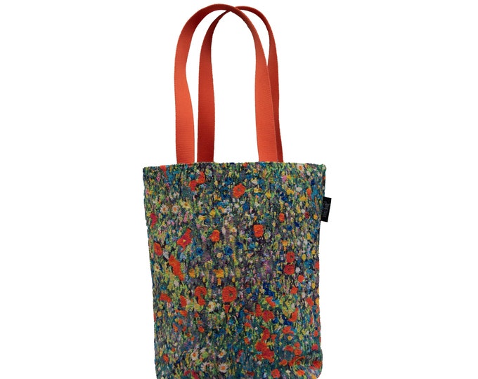 GUSTAV KLIMT Field of Poppies, BELGIAN Tapestry Woven Hand Finished Tote Shoulder Bag Handbag, Size 38cm x 36cm 15" x 13.5" Excl Handles