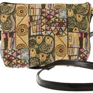 Art lovers BELGIAN TAPESTRY Hand Finished Gustav KLIMT Pattern Lined Clutch / Evening Bag 23CM X 16CM, detachable leather shoulder strap