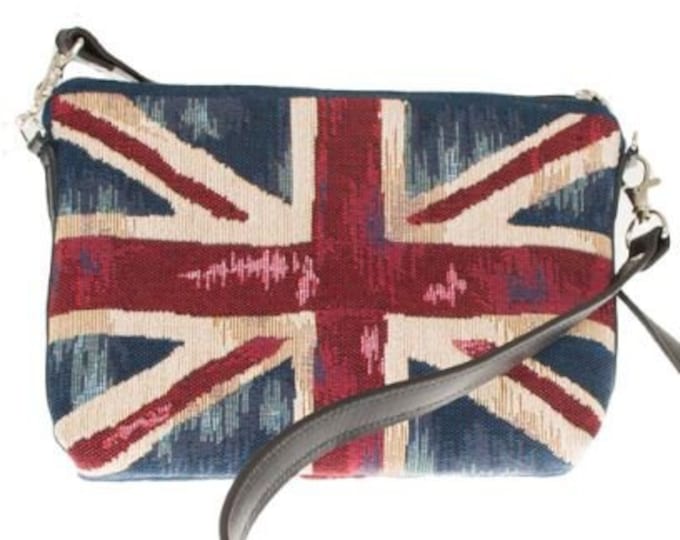 United Kingdom HRH Queen Elizabeth Platinum JUBILEE Union Jack Belgian Hand Finished TAPESTRY Clutch / Evening Bag 22cm x 16cm