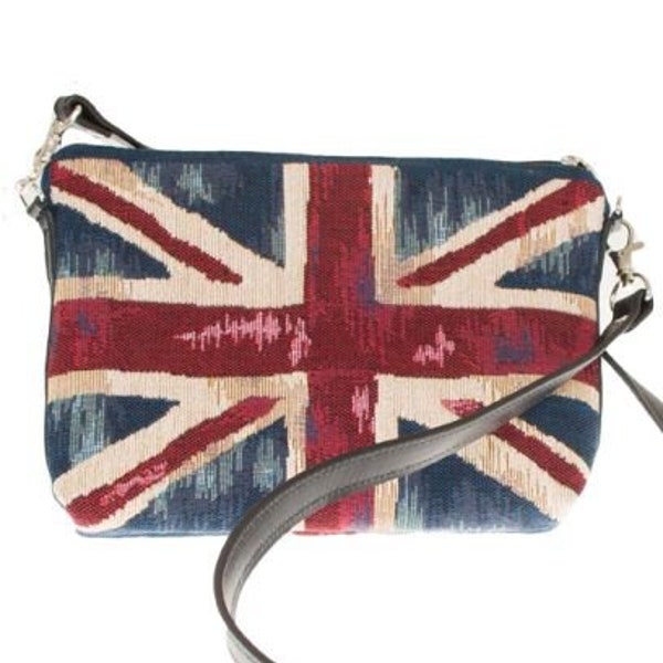 Royaume-Uni SAR la reine Elizabeth Platine JUBILEE Union Jack pochette/sac de soirée TAPISSRY finition main belge 22 cm x 16 cm