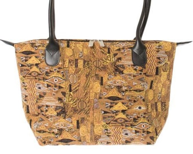 Gustav KLIMT Pattern 2, BELGIAN TAPESTRY Malta Style Hand Bag 36cm x 24cm Hand finished, fully lined, leather handles, zip closure