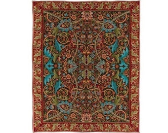 BELGIAN Jacquard Hand Finished 172cm x 146cm William MORRIS Pattern Design Soft Touch TAPESTRY Table Throw Bed Spread Plaid Occasional Cover