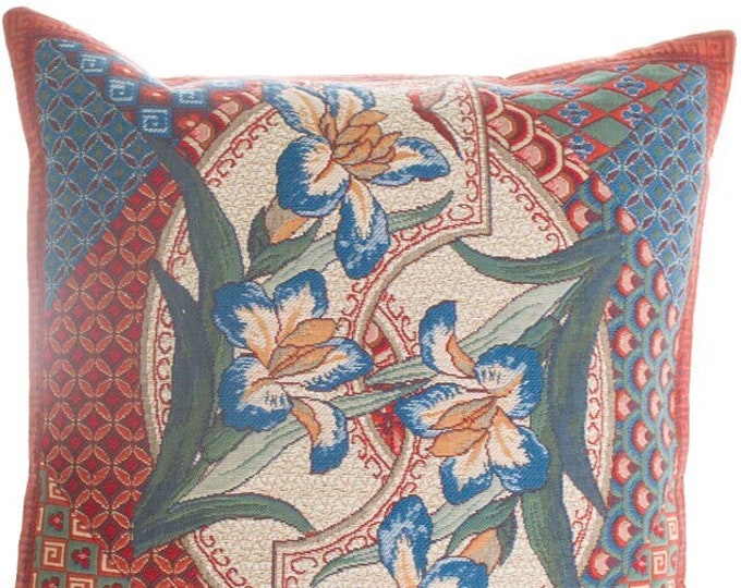 BELGIAN Belgium Jacquard WOVEN Hand Finished Wm. William MORRIS Anastasia Tapestry Cushion Cover, 47cm x 47cm 18" x 18"