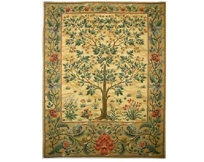 BELGIAN WOVEN Hand Finished 144cm x 94cm / 57" x 37" Tree of Life William MORRIS Design Large Tapestry Wall Hanging